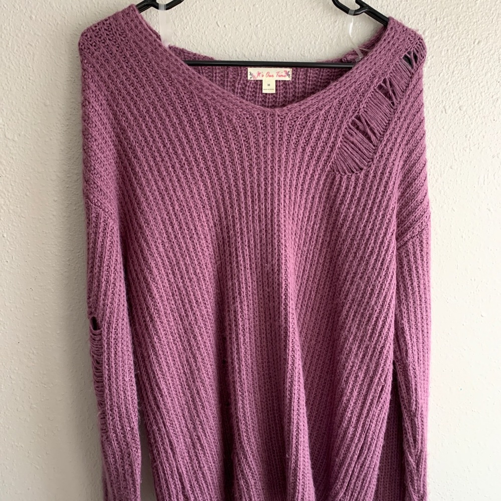Purple ripped sweater. WORN ONCE